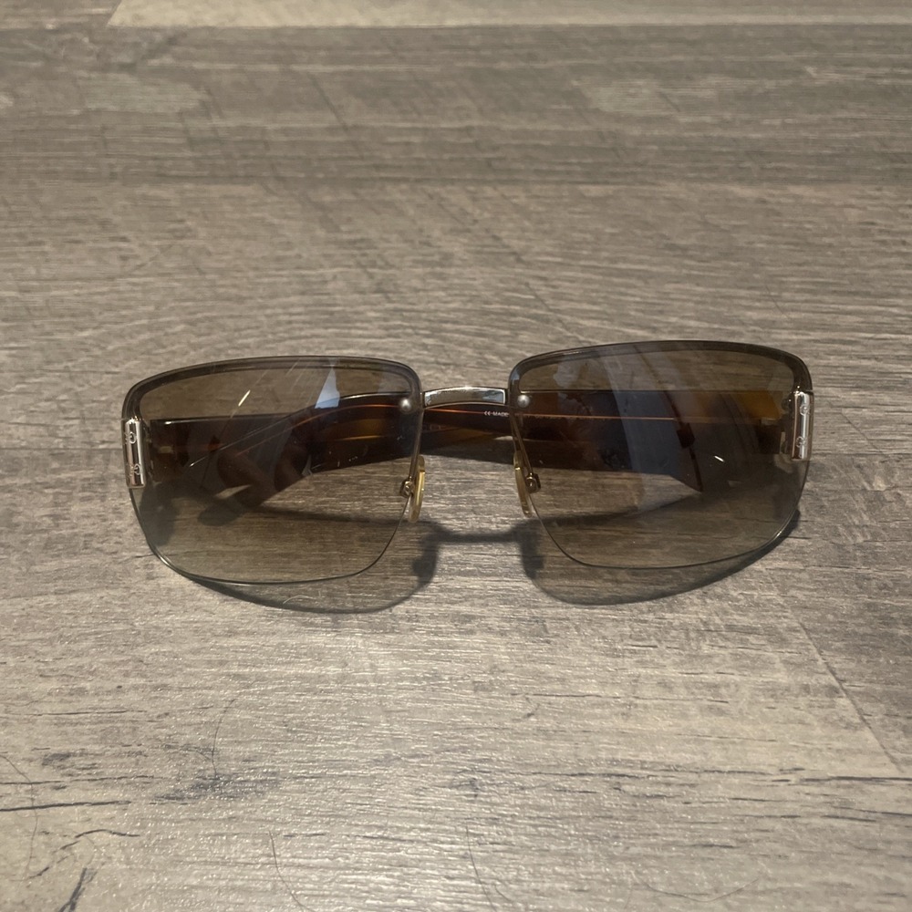 Vintage Gucci GG 1798/S Sunglasses Rimless Shield Brown Gradient Y2K Authentic